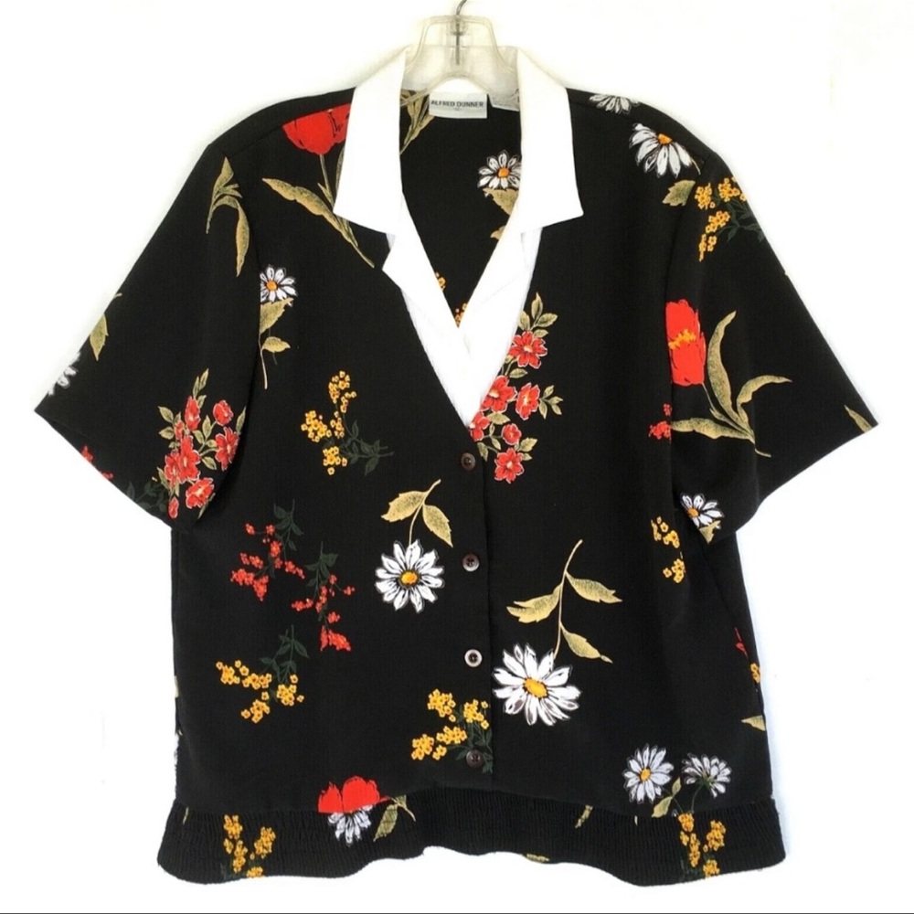 Vtg Granny Floral Blouse Top Large 12